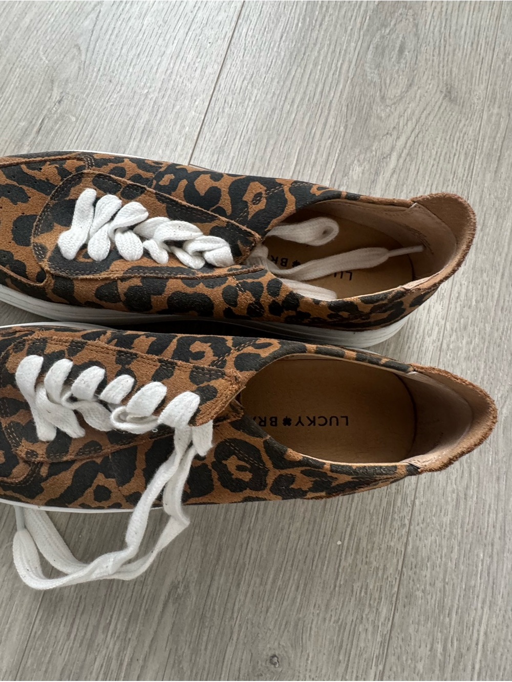 Lucky Brand Leopard Print Low-Top Sneakers — Tan & Black